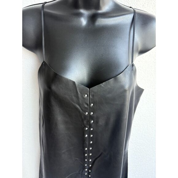 Blank NYC Close The Deal Embossed Vegan Leather Black Stud Slip Dress Size S - Picture 3 of 9